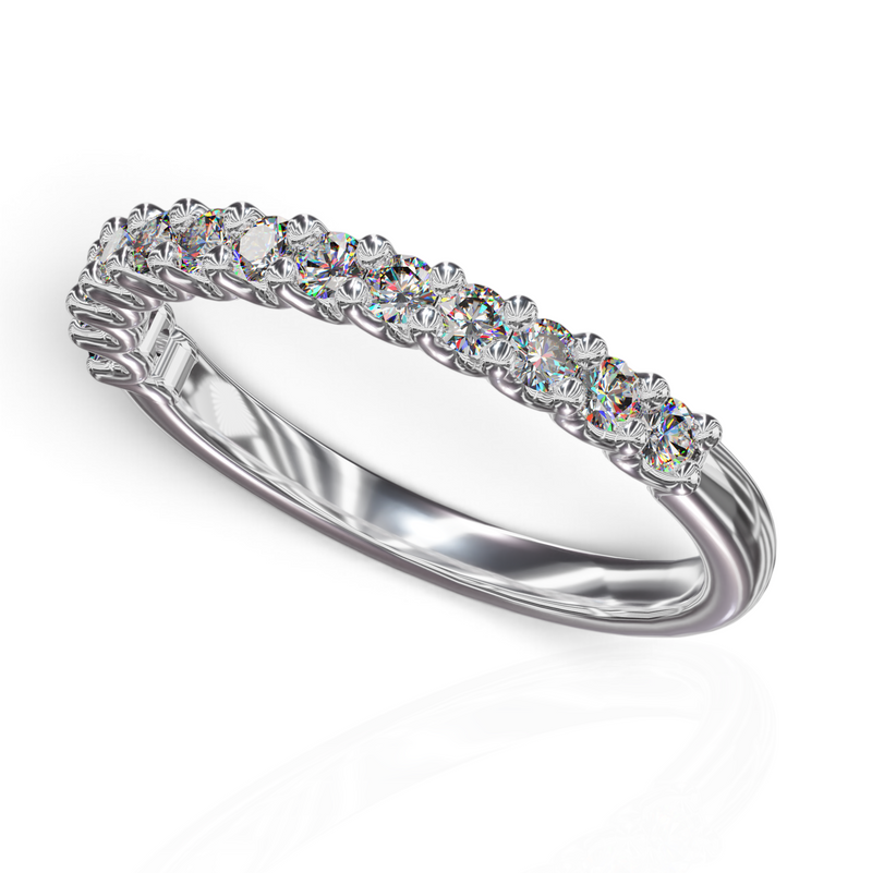 YFS Designs Angeline 2mm half coverage wedding band with 0.39tw round lab-grown diamonds in polished 14K white gold