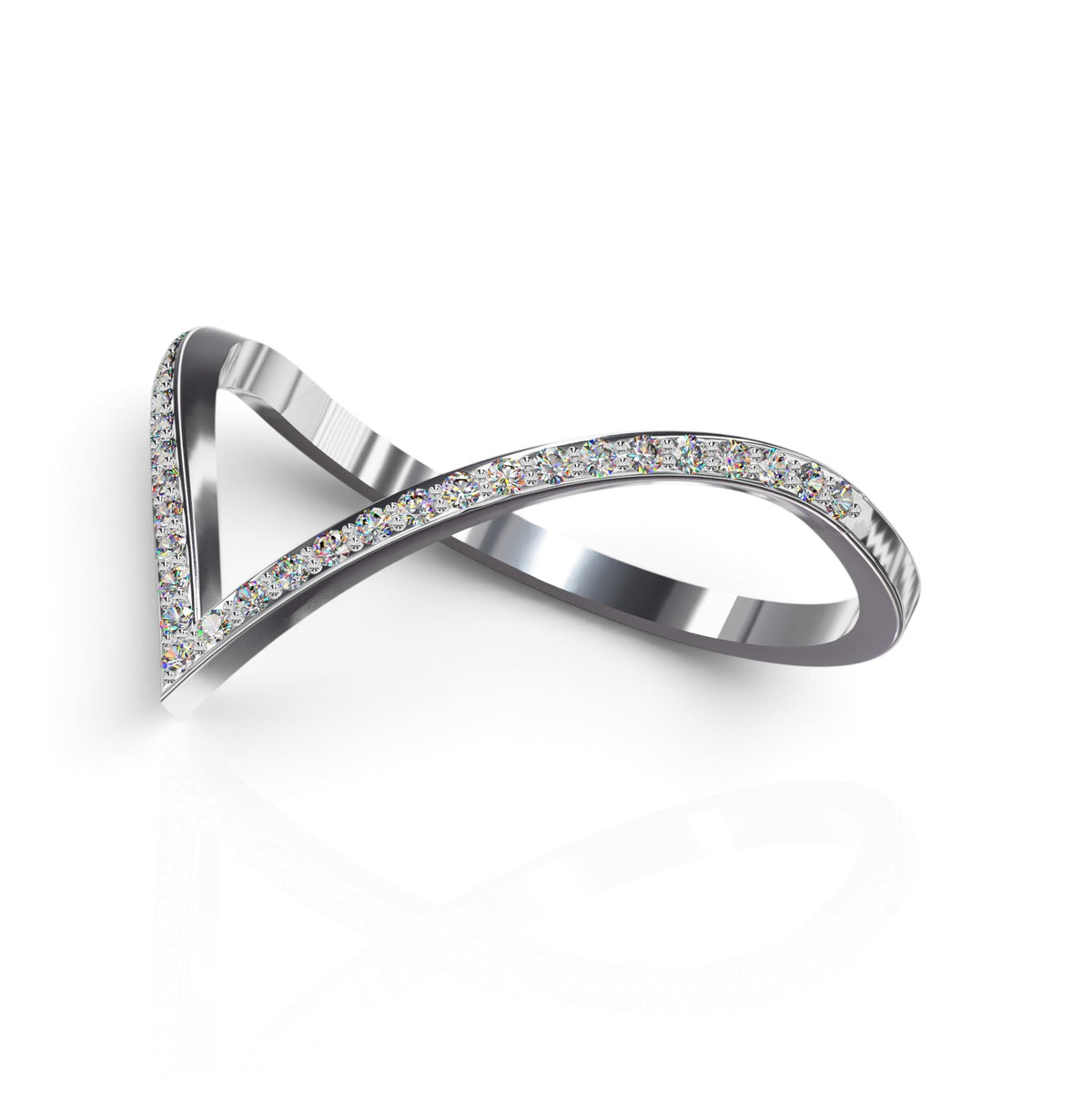 YFS Designs Contour Britney ring featuring a 1.8mm band with 0.12ct lab-grown round diamonds in a wavy silver setting.