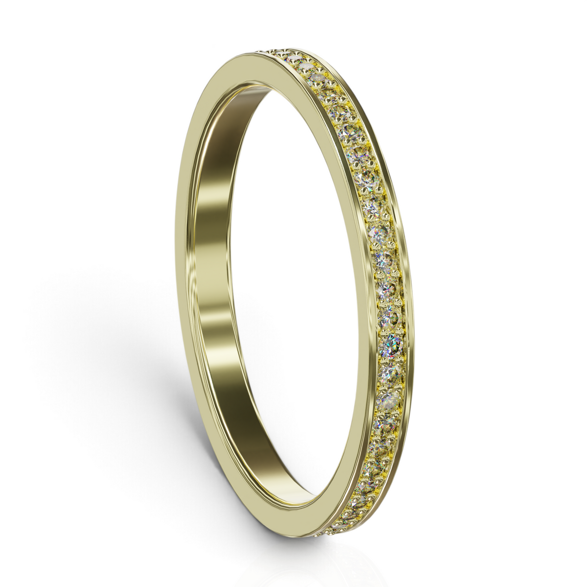 YFS Designs Fira 2mm yellow gold eternity band with channel-set lab-grown round diamonds