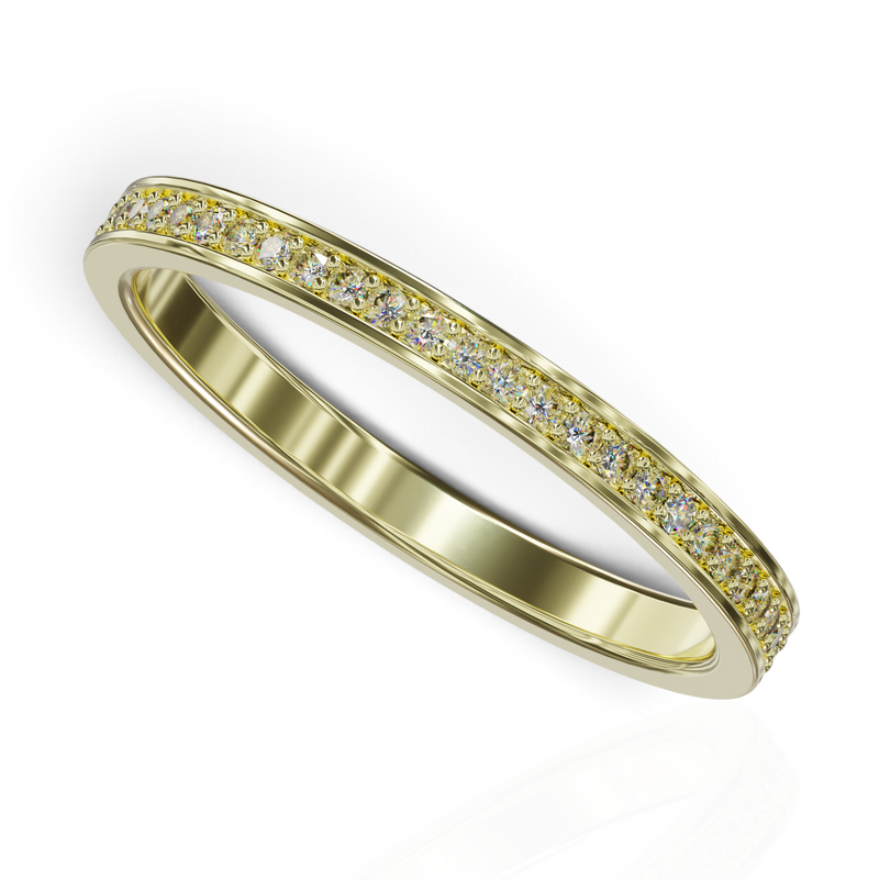 YFS Designs Fira 2mm yellow gold eternity band with channel-set lab-grown round diamonds