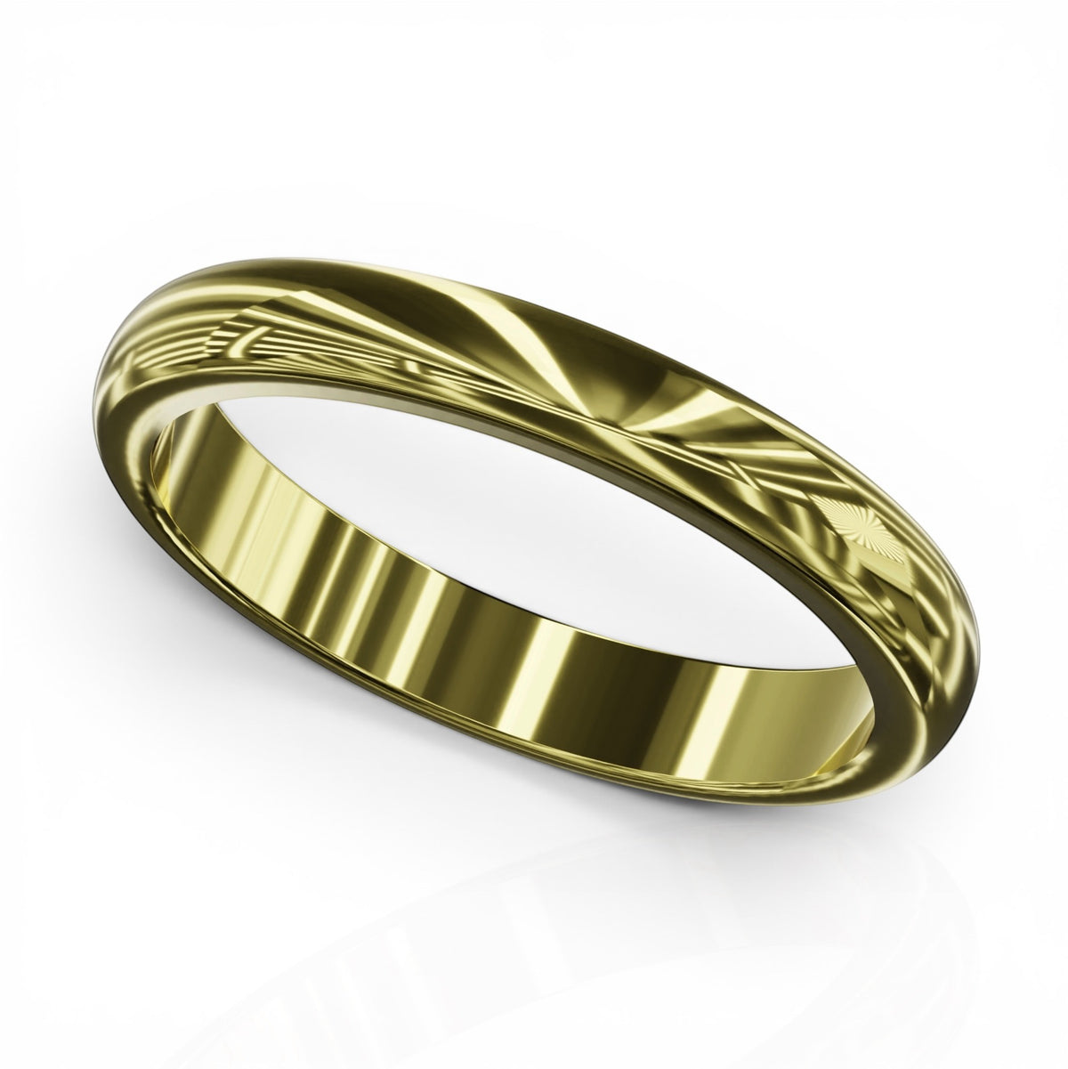 YFS Designs 2.5mm gold wedding band with a high-polish finish and a contoured comfort-fit interior.