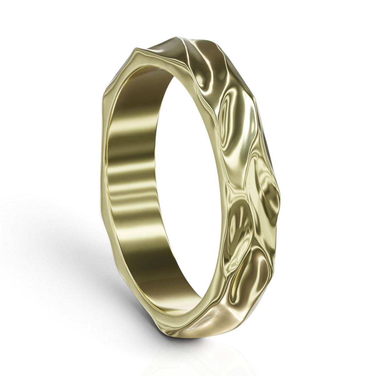 YFS Designs Hancy gold ring featuring a unique wavy textured surface and polished finish.