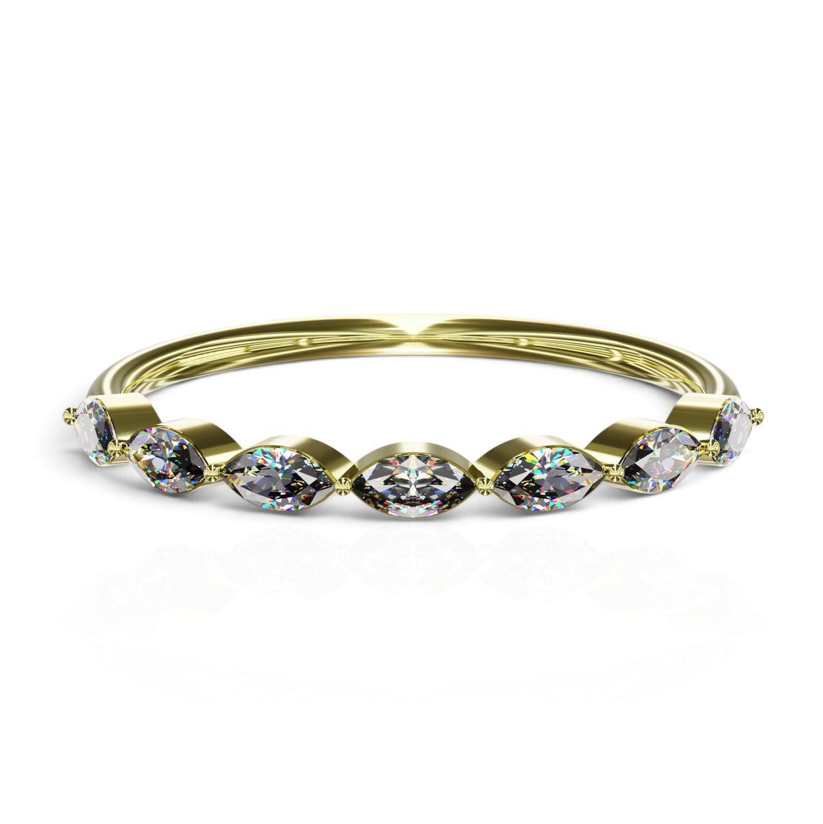 YFS Designs Maritza 1.5mm yellow gold band featuring 0.37ct total weight lab-grown round diamonds in a prong setting.
