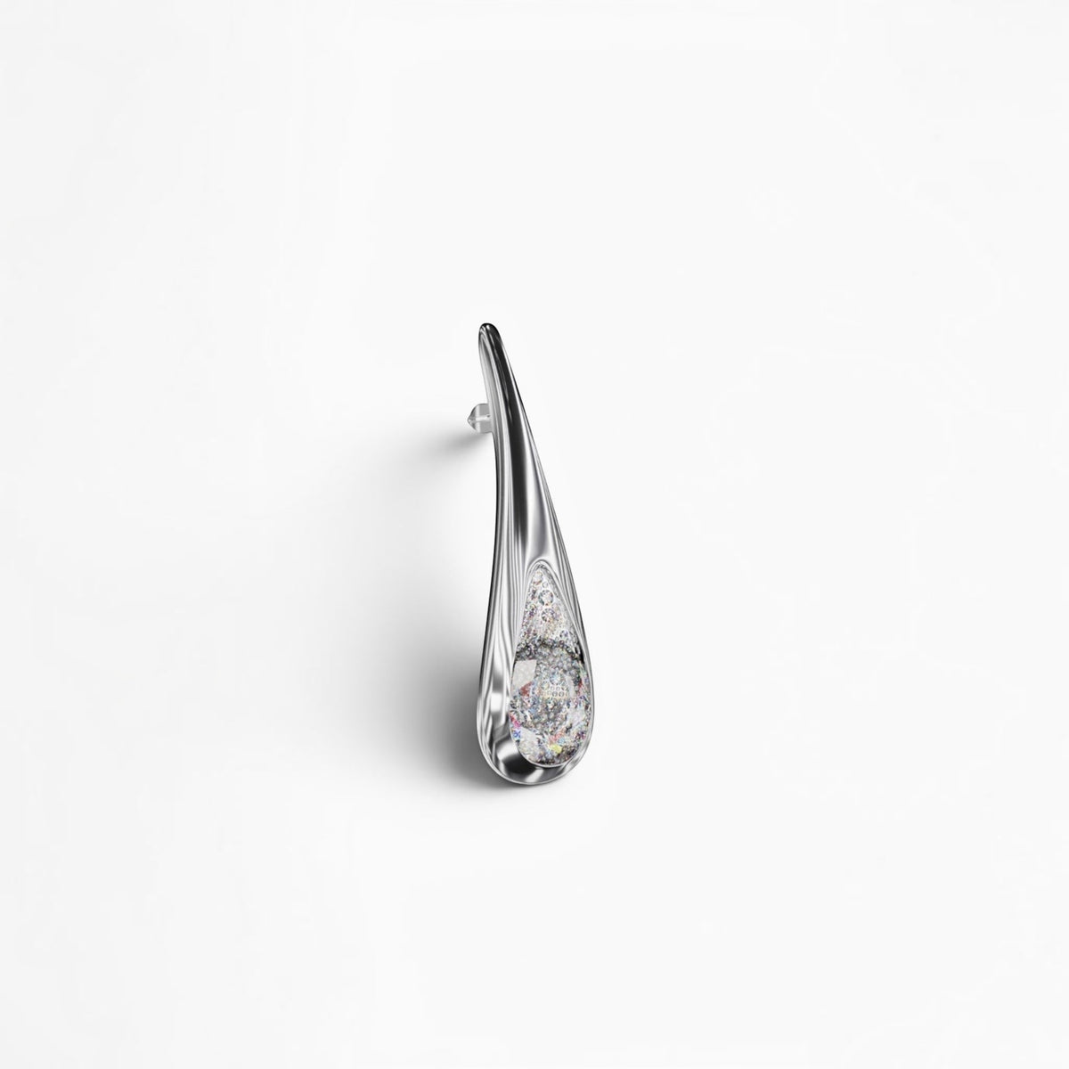 YFS Designs Petite Dewdrops silver earring with faceted crystal quartz and white moissanite melee diamonds