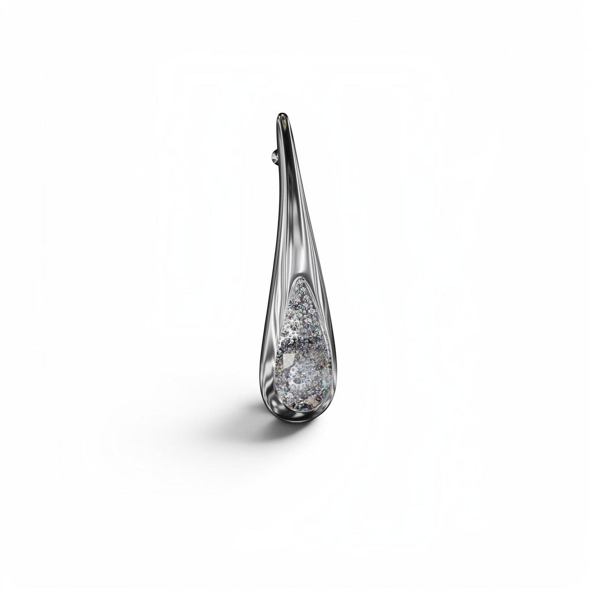 YFS Designs Statement Dewdrops sculptural earring featuring a faceted crystal quartz and white moissanite diamonds.