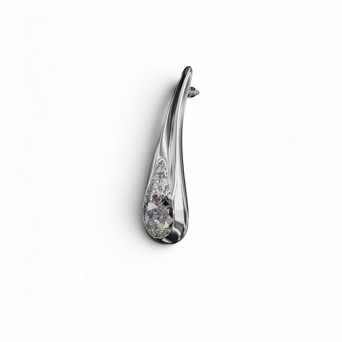 YFS Designs Statement Dewdrops sculptural earring with faceted crystal quartz and white moissanite melee diamonds