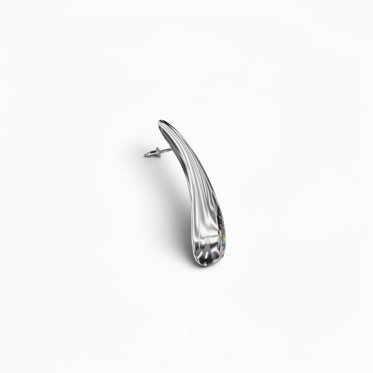 YFS Designs Petite Dewdrops sculptural earring in silver with faceted crystal quartz and white moissanite diamonds.