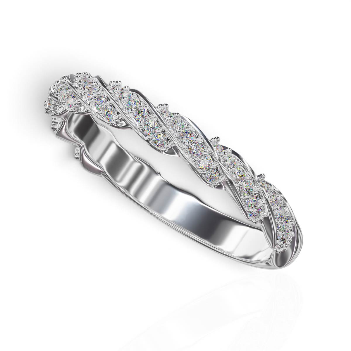 YFS Designs Alicia twisted rope stackable ring featuring 0.20 ct lab-grown round diamonds in polished precious metal.